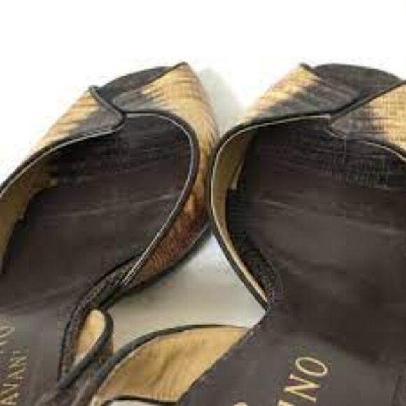 Valentino Garavani Vintage Brown Snakeskin slingbacks s 37 1/2 - Picture 7 of 7